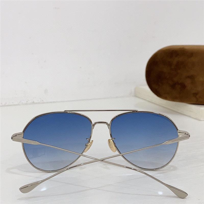 Tom Ford Titanium Japan Sunglasses Gold Grey Pilot Metal Cyrus TF 747 28A FT0747