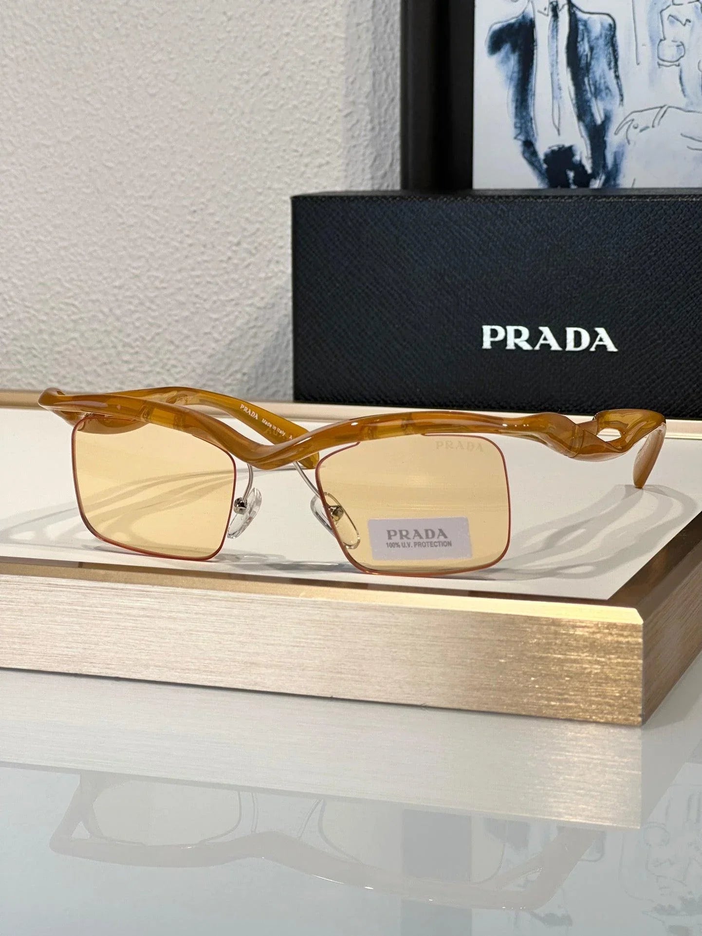 PRADA PR A15S - BLACK-PEACH-GREEN | SUNGLASSES Unisex  🟥