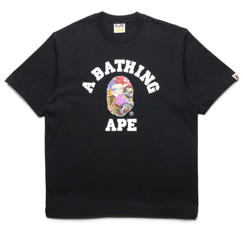 A Bathing Ape Multi Logo College Tee - Black