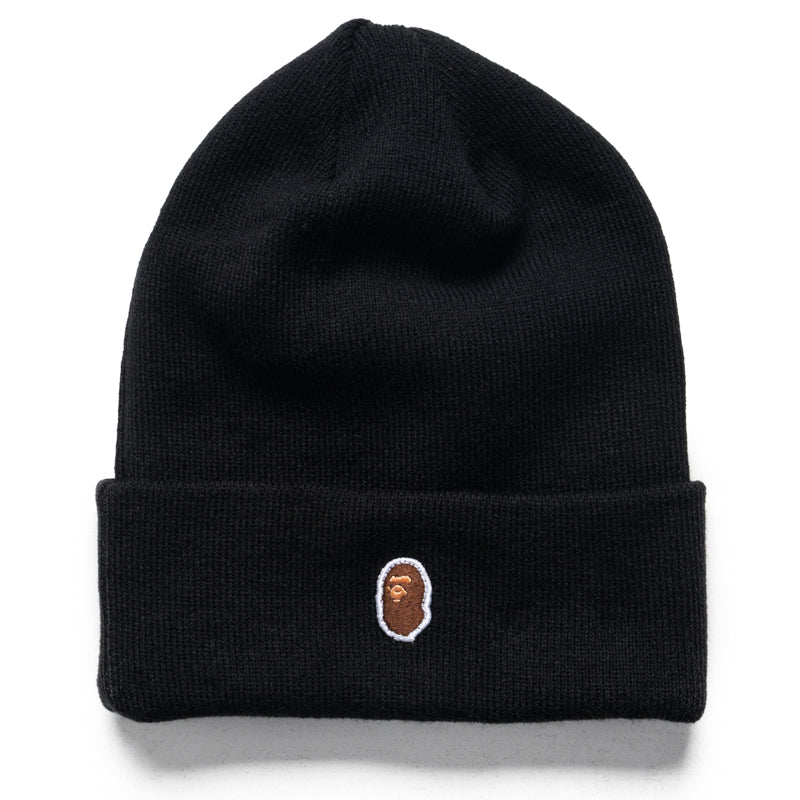 A Bathing Ape x New Era Ape Head One Point Knit Beanie - Black