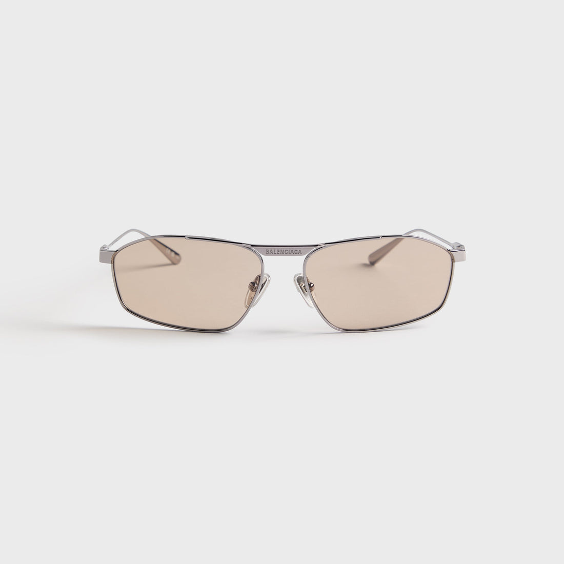 Balenciaga BB0416S Rectangle Metal Sunglasses - Ruthenium / Brown