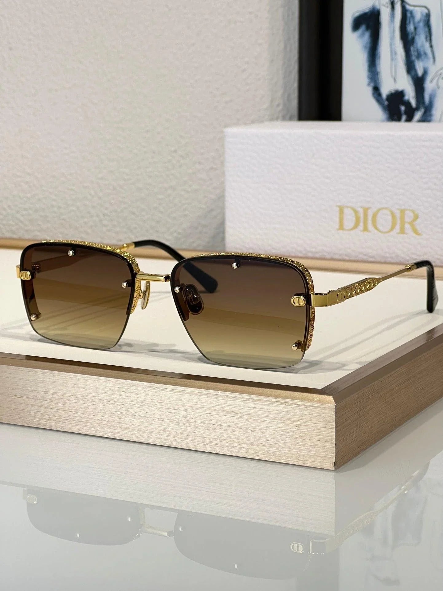 DIOR HOMME NeoDior S4U Mirrored Rectangular Sunglasses✨