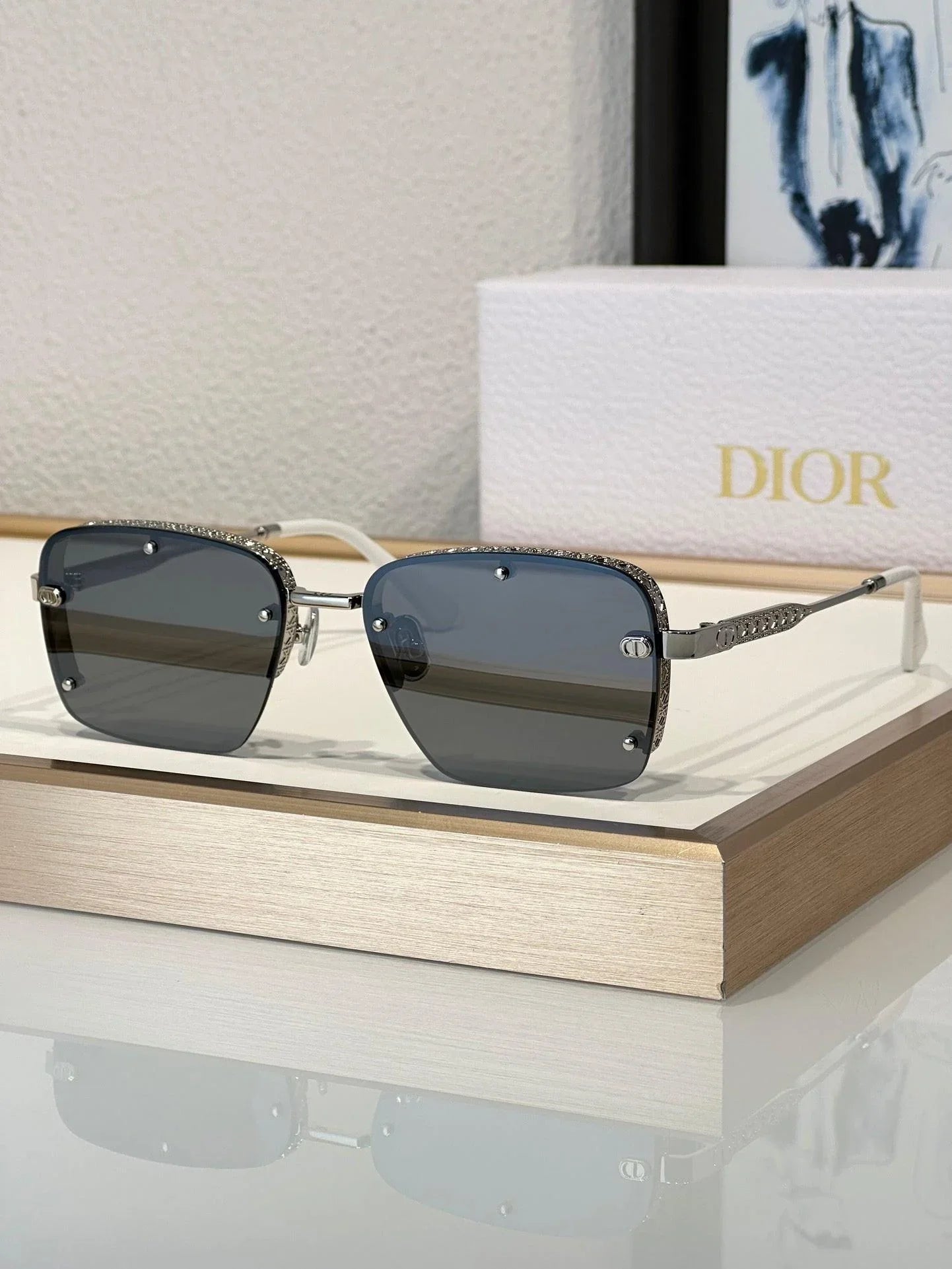 DIOR HOMME NeoDior S4U Mirrored Rectangular Sunglasses✨
