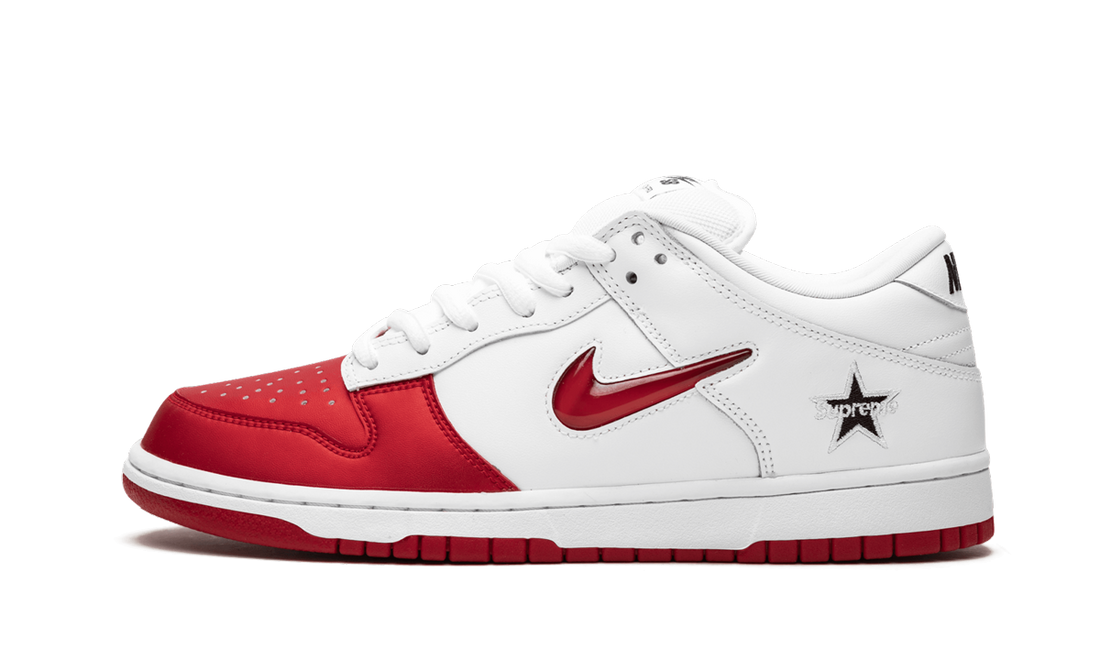 SB Dunk Low "Supreme - Jewel Swoosh Red/White" CK3480 600