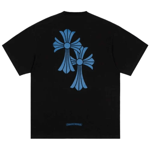 Chrome Hearts Double Cross Blue Logo T-Shirt