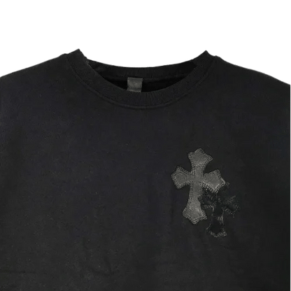 Chrome Hearts Black Patent Leather Cross Sweatshirt