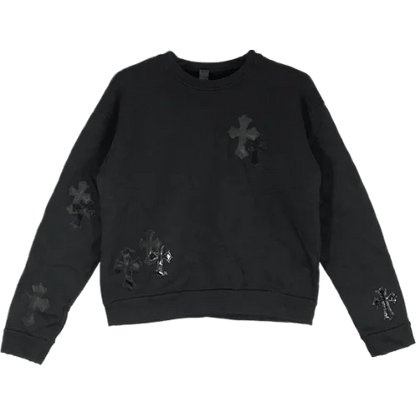 Chrome Hearts Black Patent Leather Cross Sweatshirt