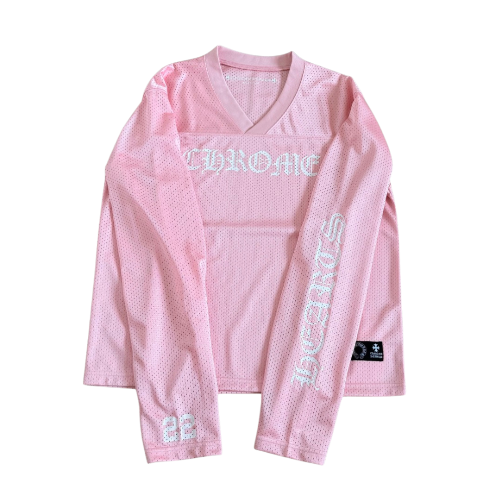 Chrome Hearts Matty Boy Mesh Jersey Pink Long Sleeve Tee