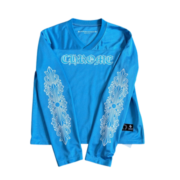 Chrome Hearts Matty Boy Mesh Jersey Blue Long Sleeve Tee