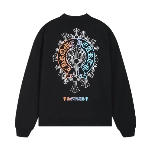 Stylish Chrome Hearts Vibrant Cross Logo Black Sweatshirt