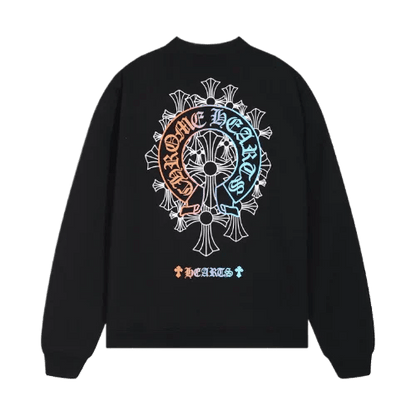Stylish Chrome Hearts Vibrant Cross Logo Black Sweatshirt