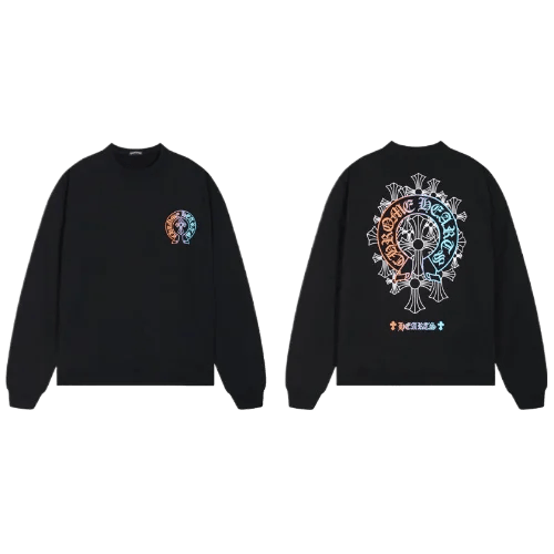 Stylish Chrome Hearts Vibrant Cross Logo Black Sweatshirt