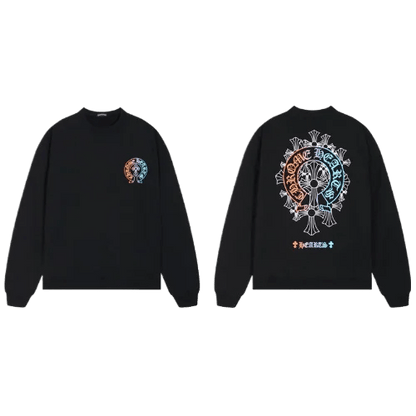 Stylish Chrome Hearts Vibrant Cross Logo Black Sweatshirt