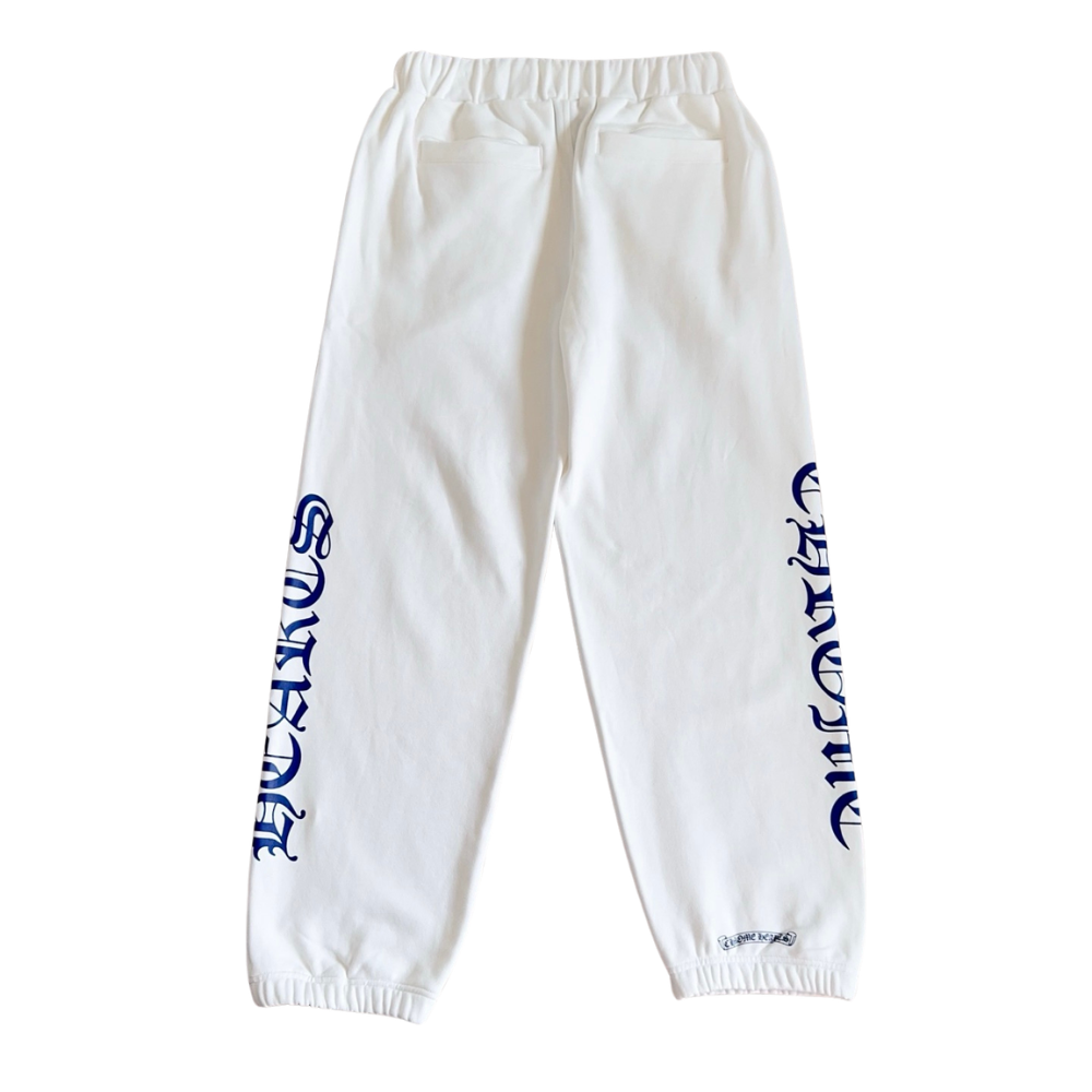 Chrome Hearts White Horseshoe Blue Script Sweatpants