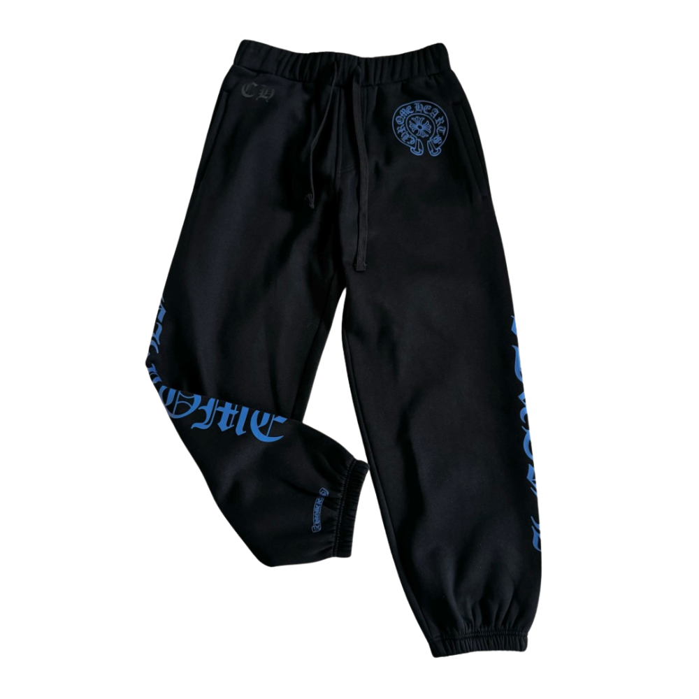 Chrome Hearts Blue Horseshoe Script Black Sweatpants Main image