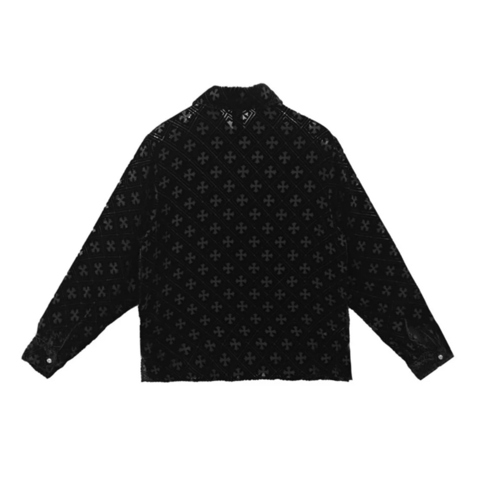 Chrome Hearts Velvet Burnout Cross Long Sleeve Shirt