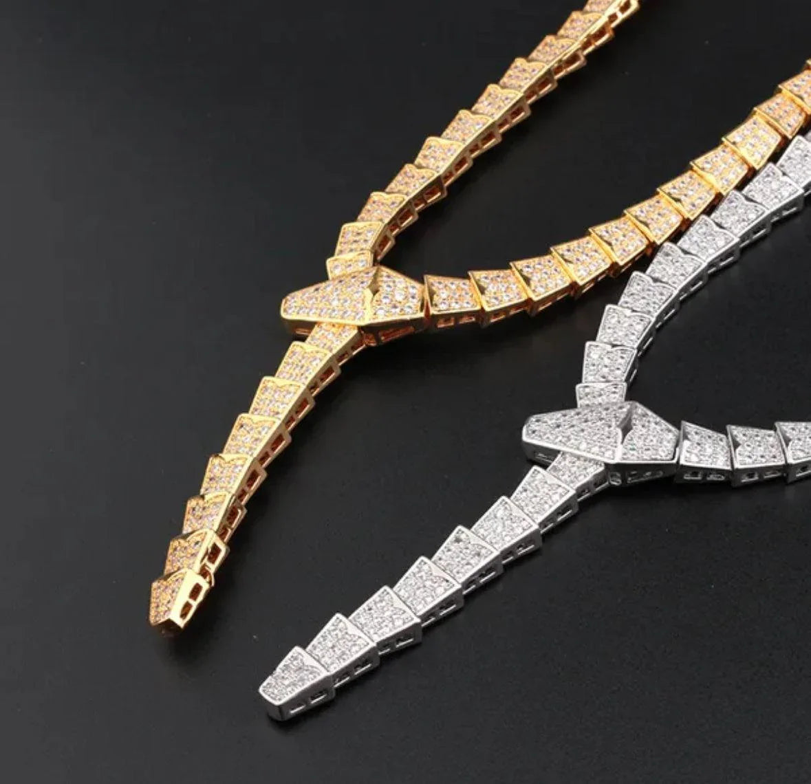 BVLGARI SERPENTI VIPER NECKLACE 18K Gold Plated Women's Jewelry GOLD-ROSE-WHITE  ✨