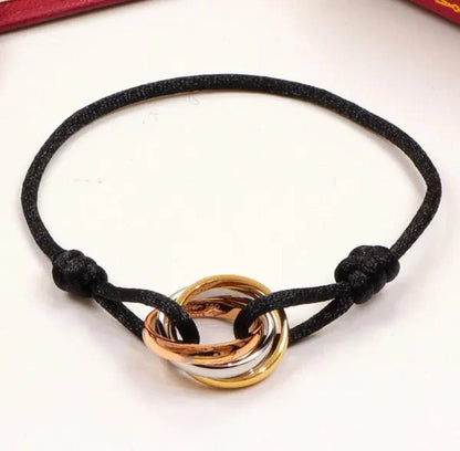 Cartier 18K Gold Plated Jewelry TRINITY Bracelet yellow rose silver ✨