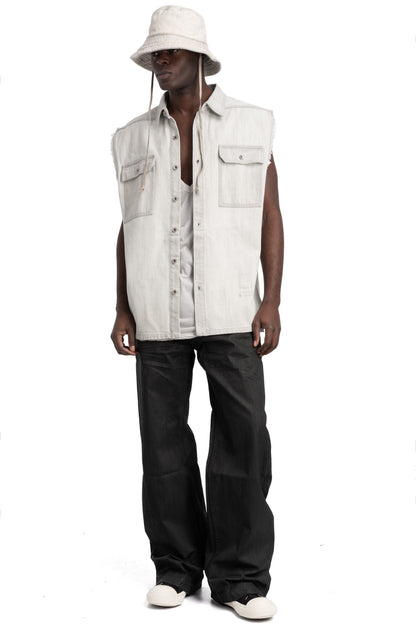 Sleeveless Tommy Overshirt, Milk Wash Denim DMW