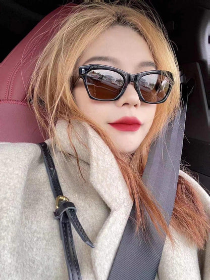CELINE Rectangular Cat Eye Sunglasses CL40058I Black Women&