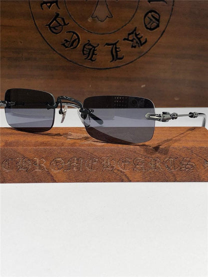 Rare CHROME HEARTS 49-22-144 PILLS II Floral Temple Rimless Glasses ⚜️