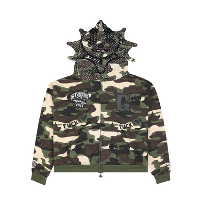F*ck You Full Zip Rhinestone Hoodie (Camo)