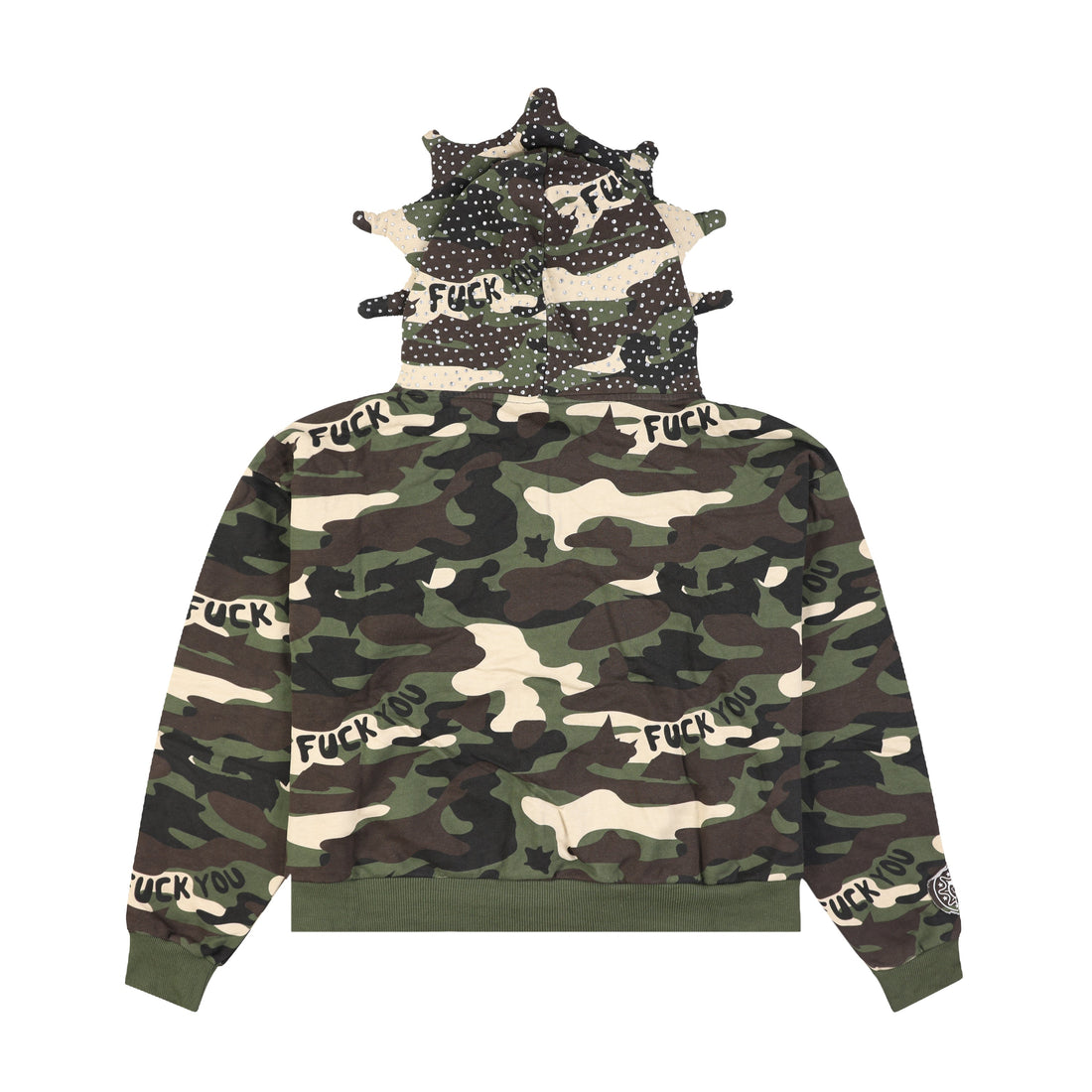 F*ck You Full Zip Rhinestone Hoodie (Camo)