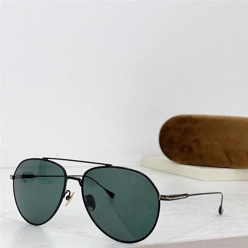 Tom Ford Titanium Japan Sunglasses Gold Grey Pilot Metal Cyrus TF 747 28A FT0747