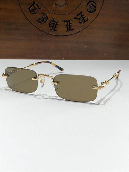 Rare CHROME HEARTS 49-22-144 PILLS II Floral Temple Rimless Glasses ⚜️