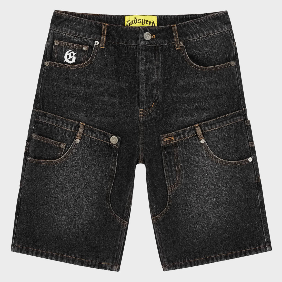 Godspeed Twin Panel Denim Shorts (Black)