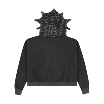GG Rhinestone Full Zip Hoodie (Vintage Wash Black)