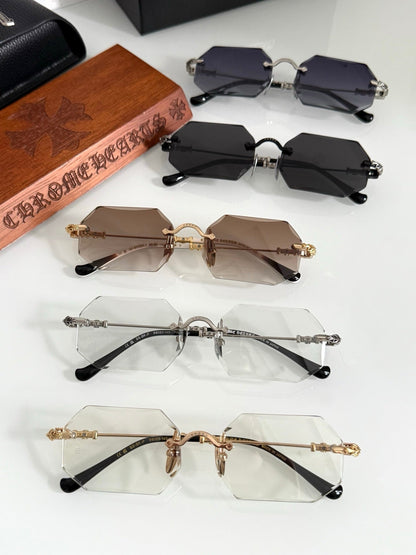 CHROME HEARTS PILLS V Floral Temple Rimless Photochromic Glasses ⚜️