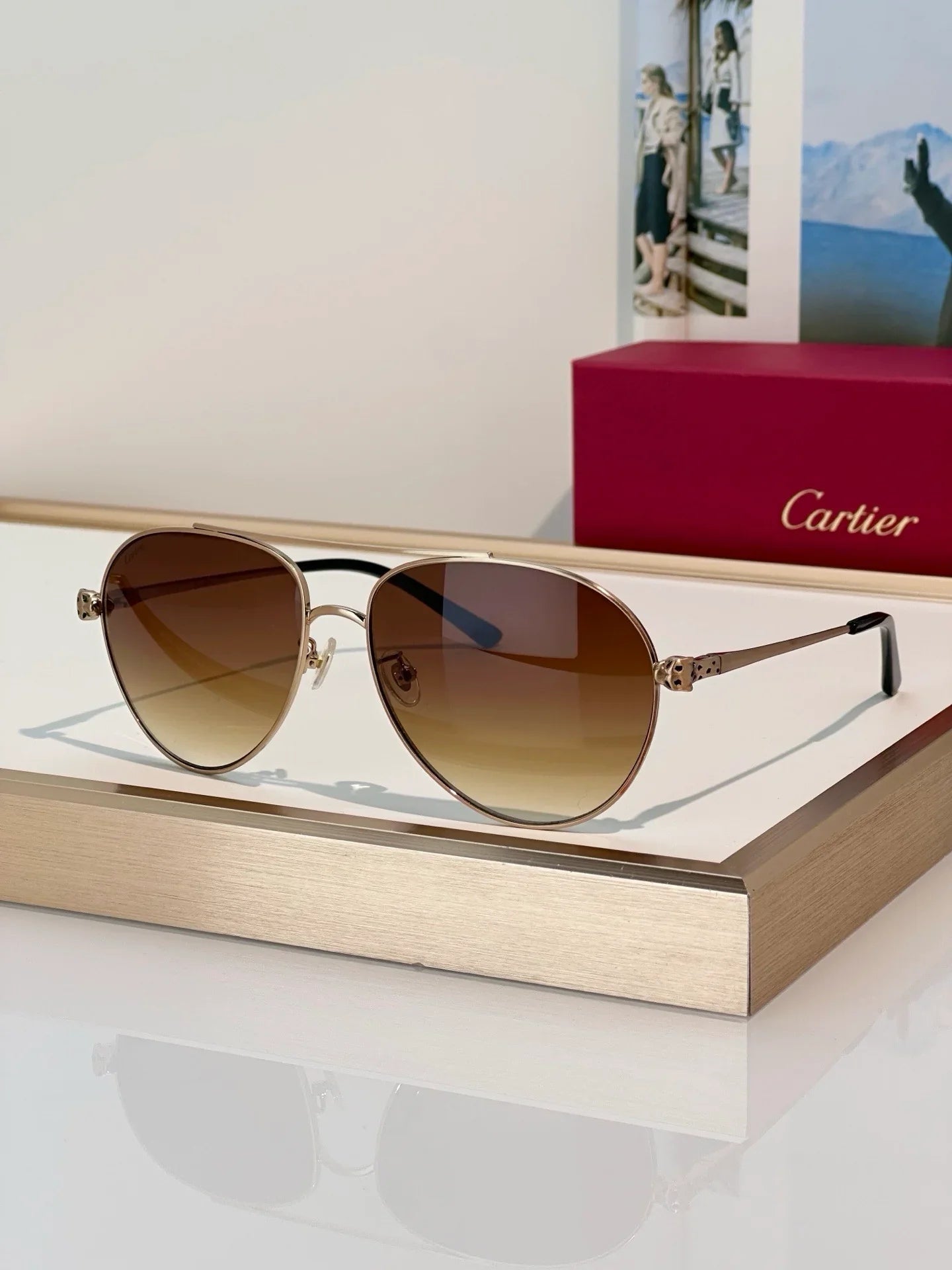 Cartier Panthère De Cartier 60MM Aviator Unisex Sunglasses 🐆