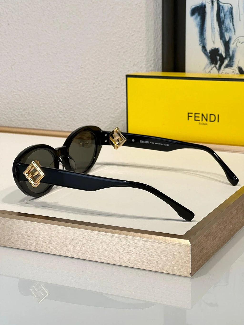 FENDI FF Logo Fendi Diamond Black Acetate Oval Sunglasses✨$560