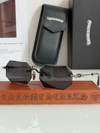 CHROME HEARTS PILLS V Floral Temple Rimless Photochromic Glasses ⚜️