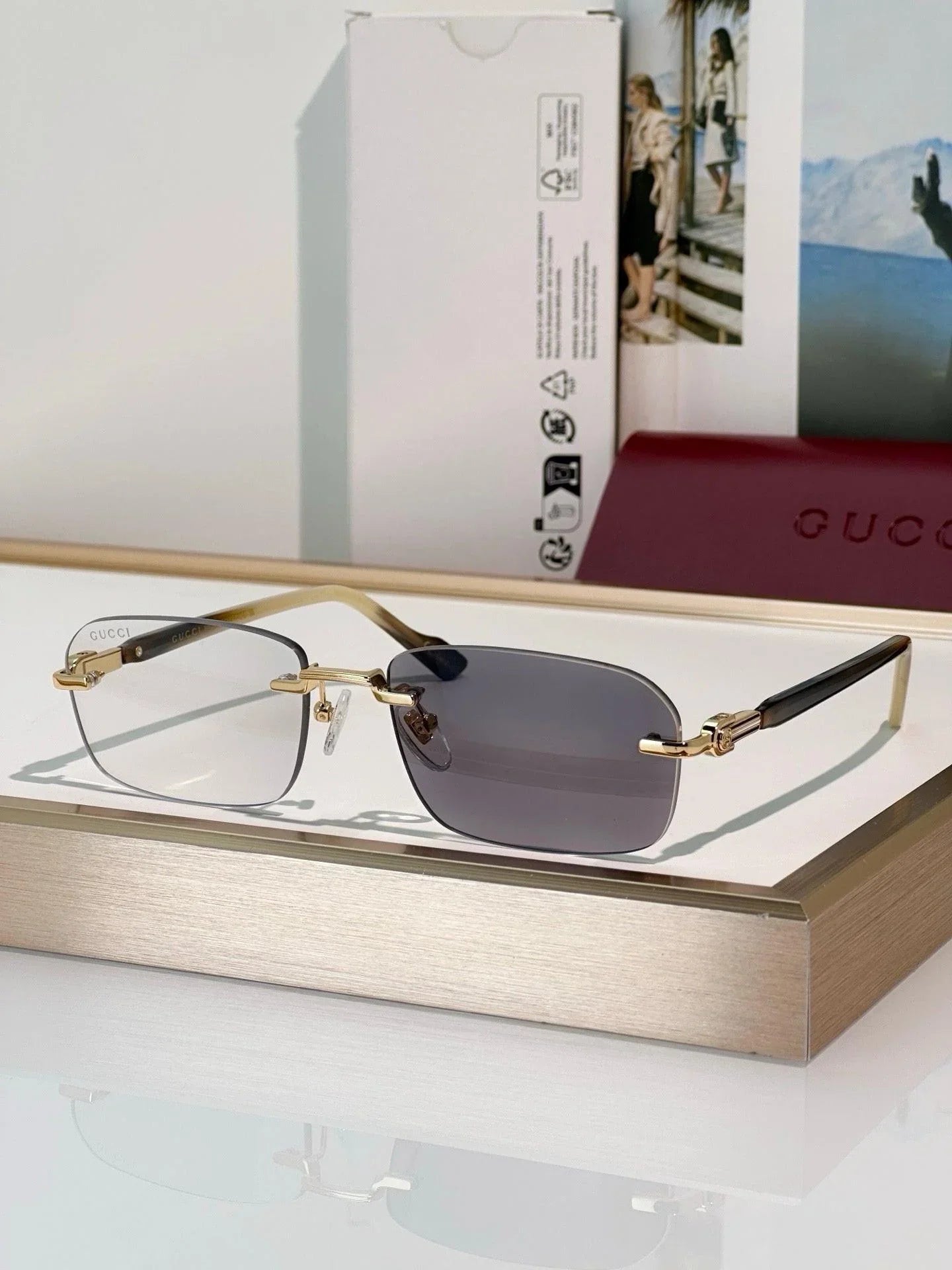 Gucci GG1221S Rimless  Unisex Sunglasses ✨