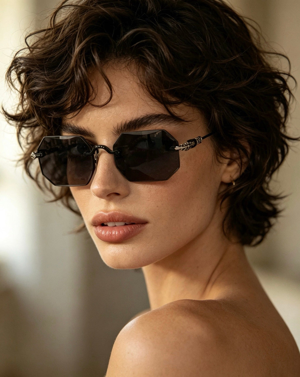 CHROME HEARTS PILLS V Floral Temple Rimless Photochromic Glasses ⚜️