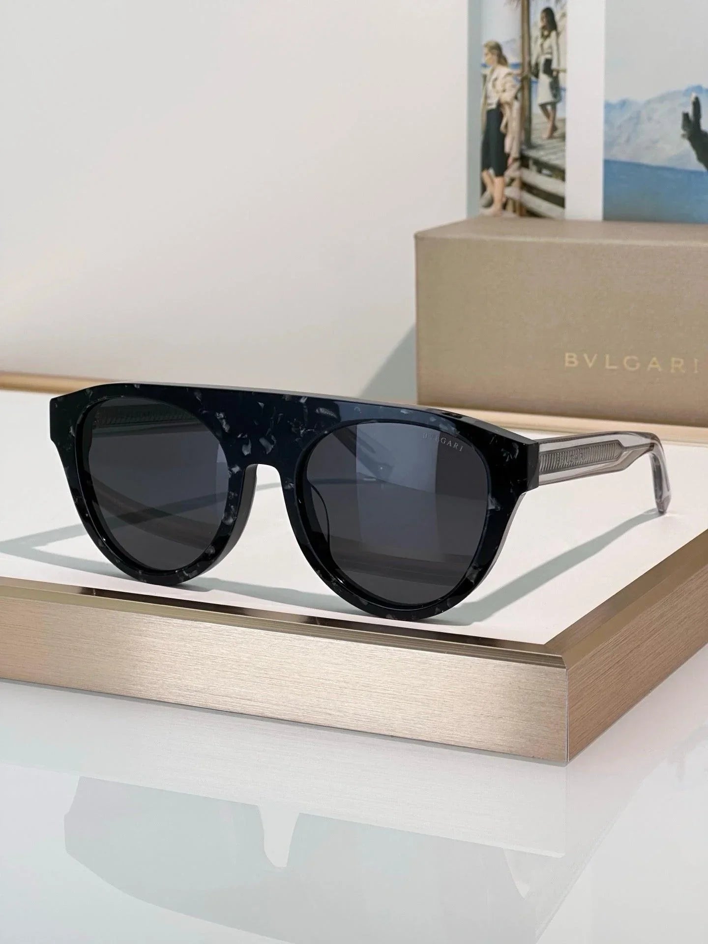 BVLGARI 40054 Bulgari Black Aviator  Sunglasses ✨