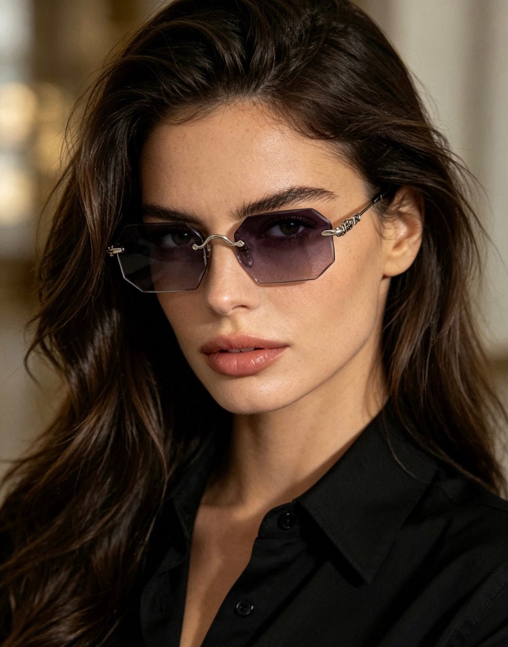 CHROME HEARTS PILLS V Floral Temple Rimless Photochromic Glasses ⚜️