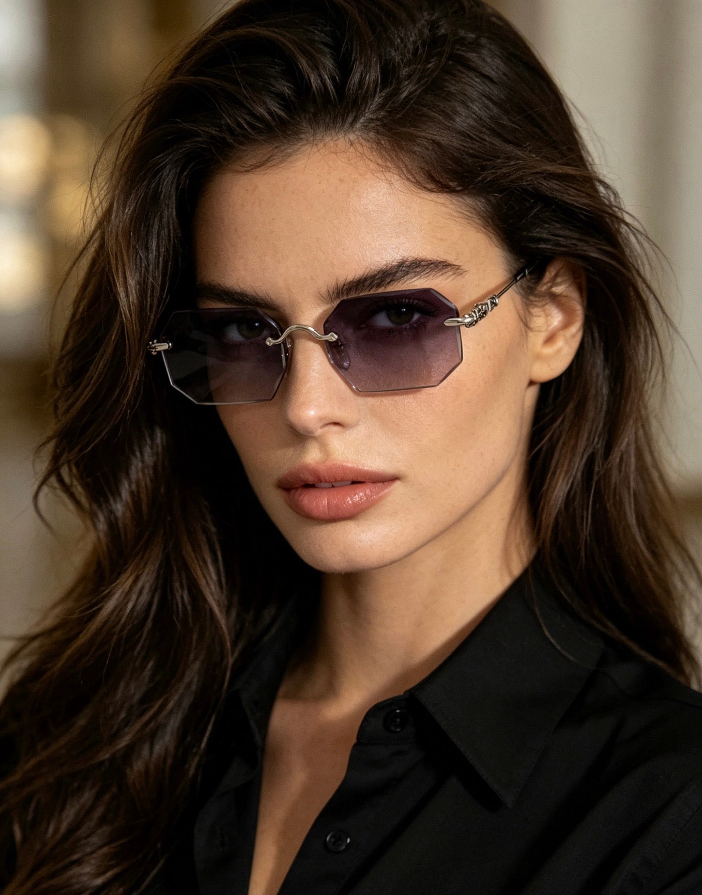 CHROME HEARTS PILLS V Floral Temple Rimless Photochromic Glasses ⚜️