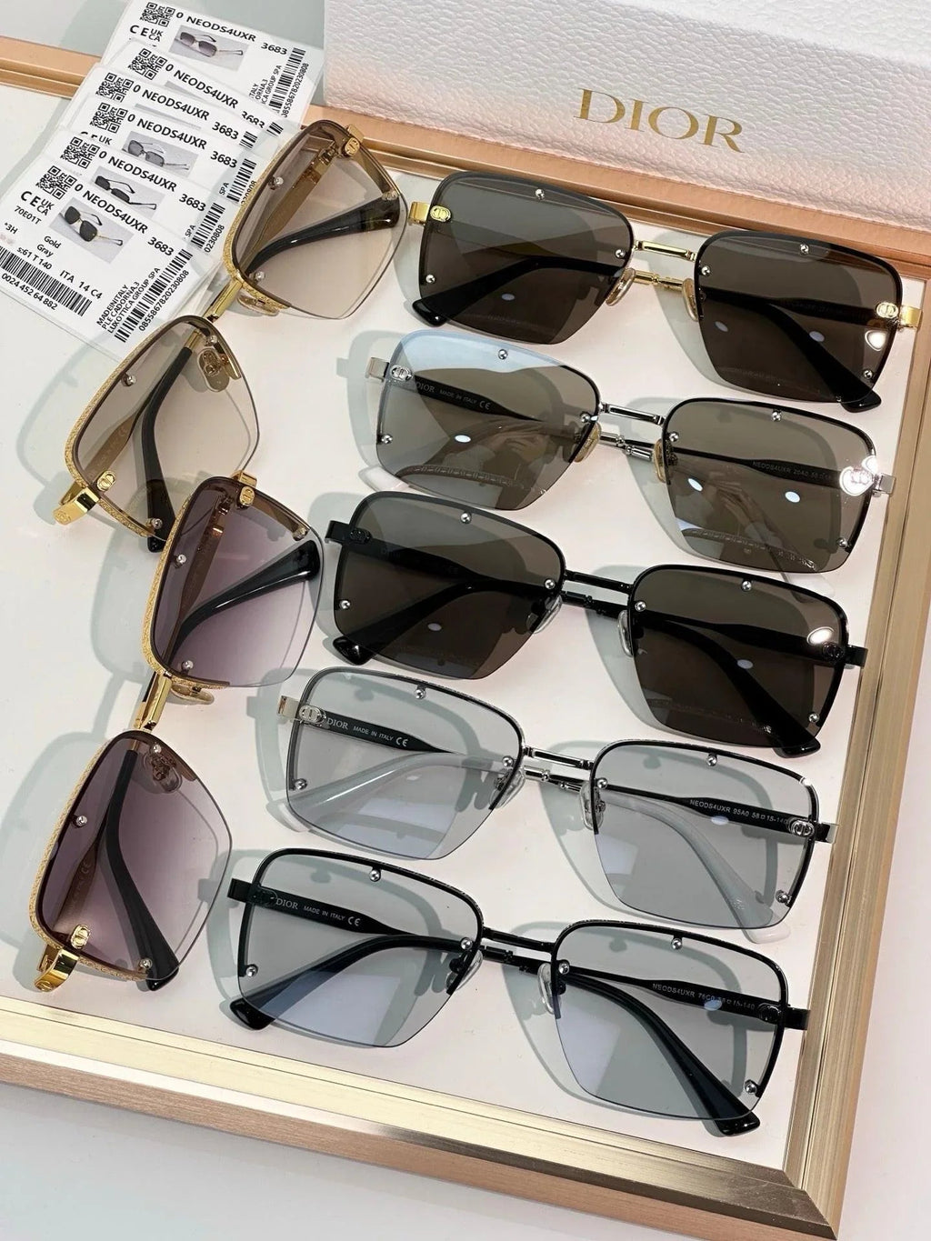 DIOR HOMME  NeoDior S4U Rectangle-Frame Gunmetal-Tone Sunglasses✨