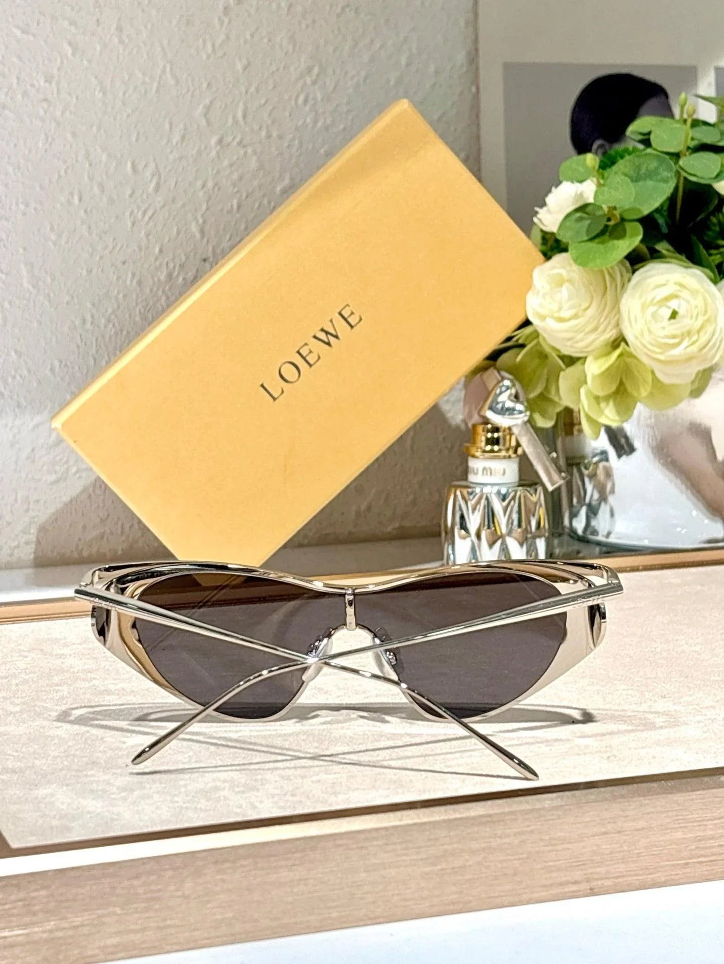 LOEWE Flash Signature Metal &amp; Nylon Shield LW40165U Sunglasses  ✨