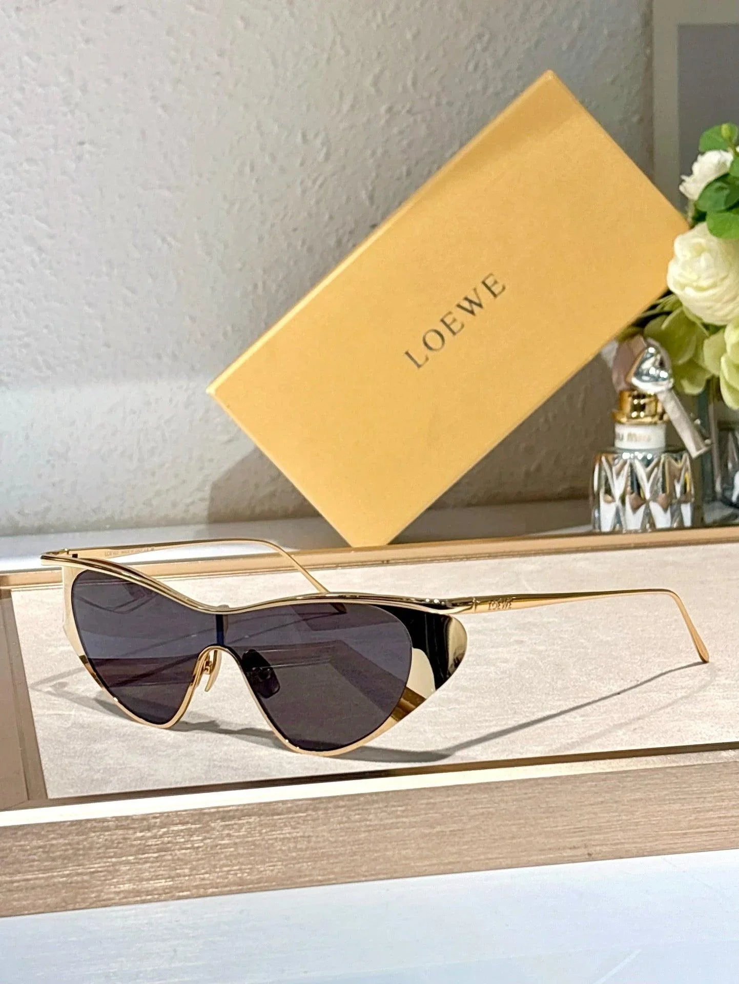 LOEWE Flash Signature Metal &amp; Nylon Shield LW40165U Sunglasses  ✨
