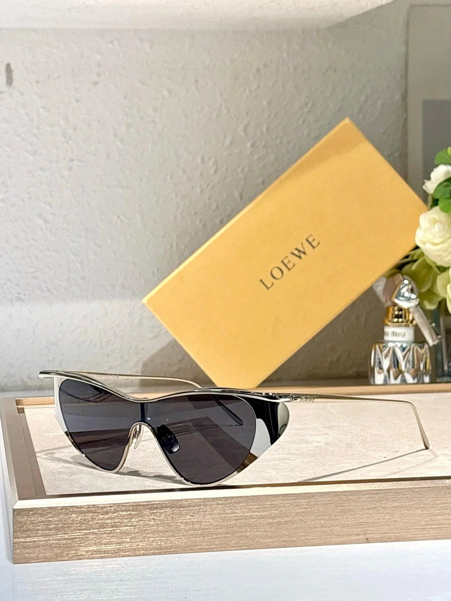 LOEWE Flash Signature Metal &amp; Nylon Shield LW40165U Sunglasses  ✨