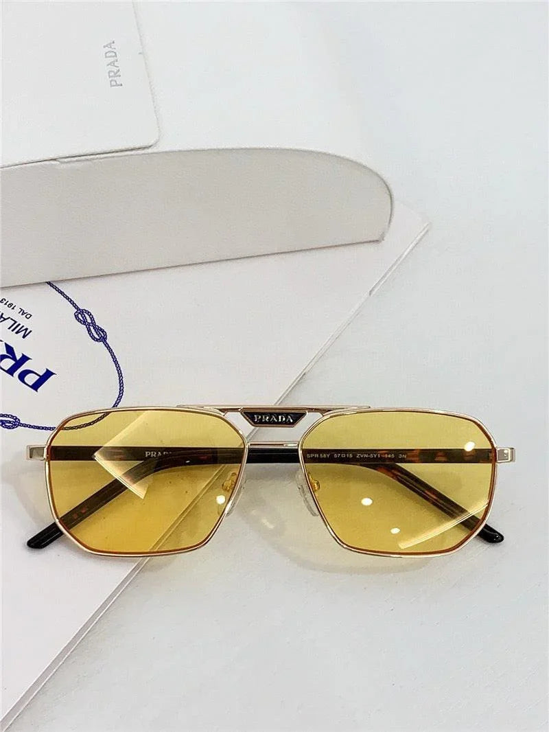 PRADA SPR 58Y Rectangle shape  Metal Sunglasses Unisex  🟥