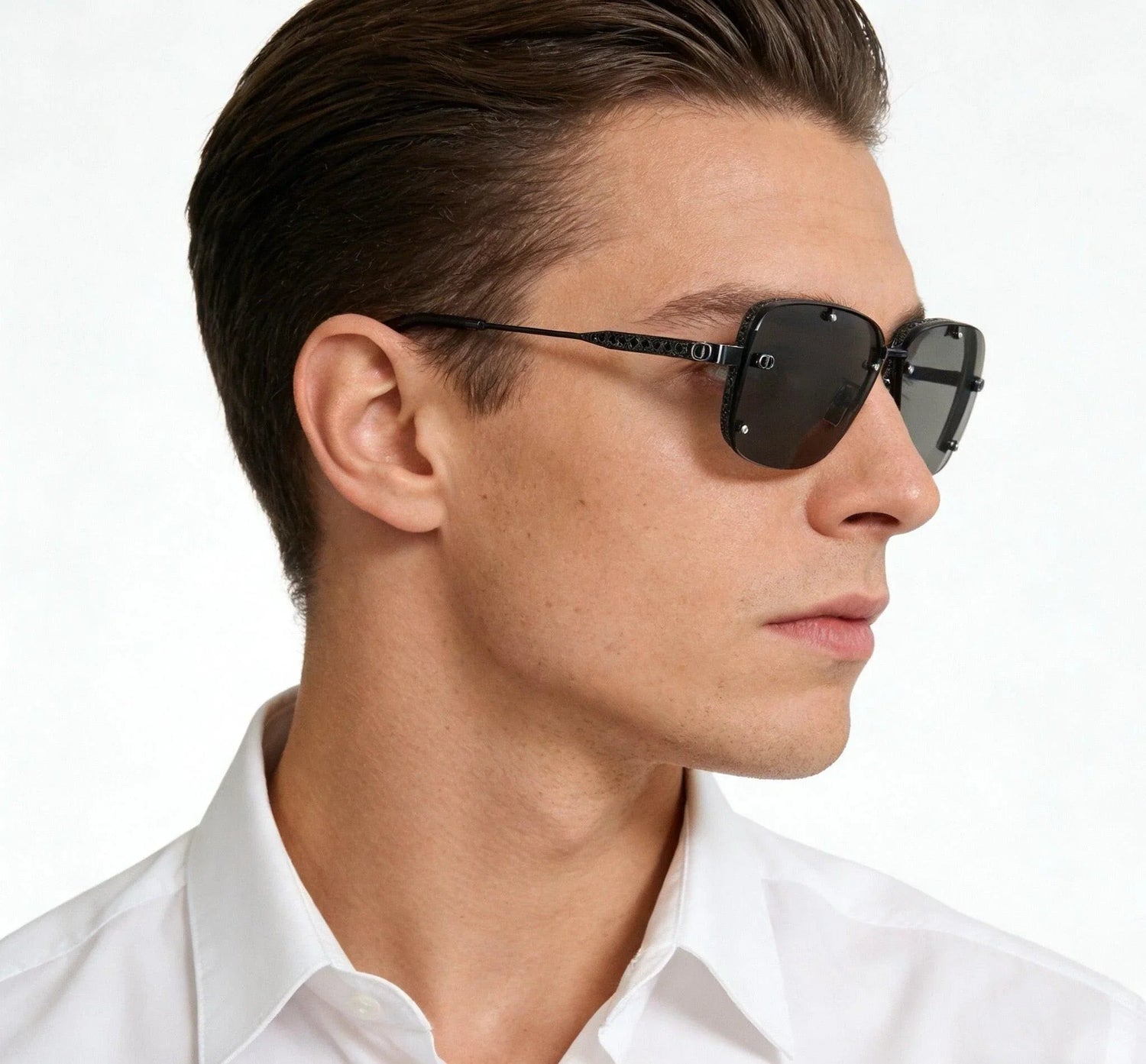 DIOR HOMME  NeoDior S4U Rectangle-Frame Gunmetal-Tone Sunglasses✨