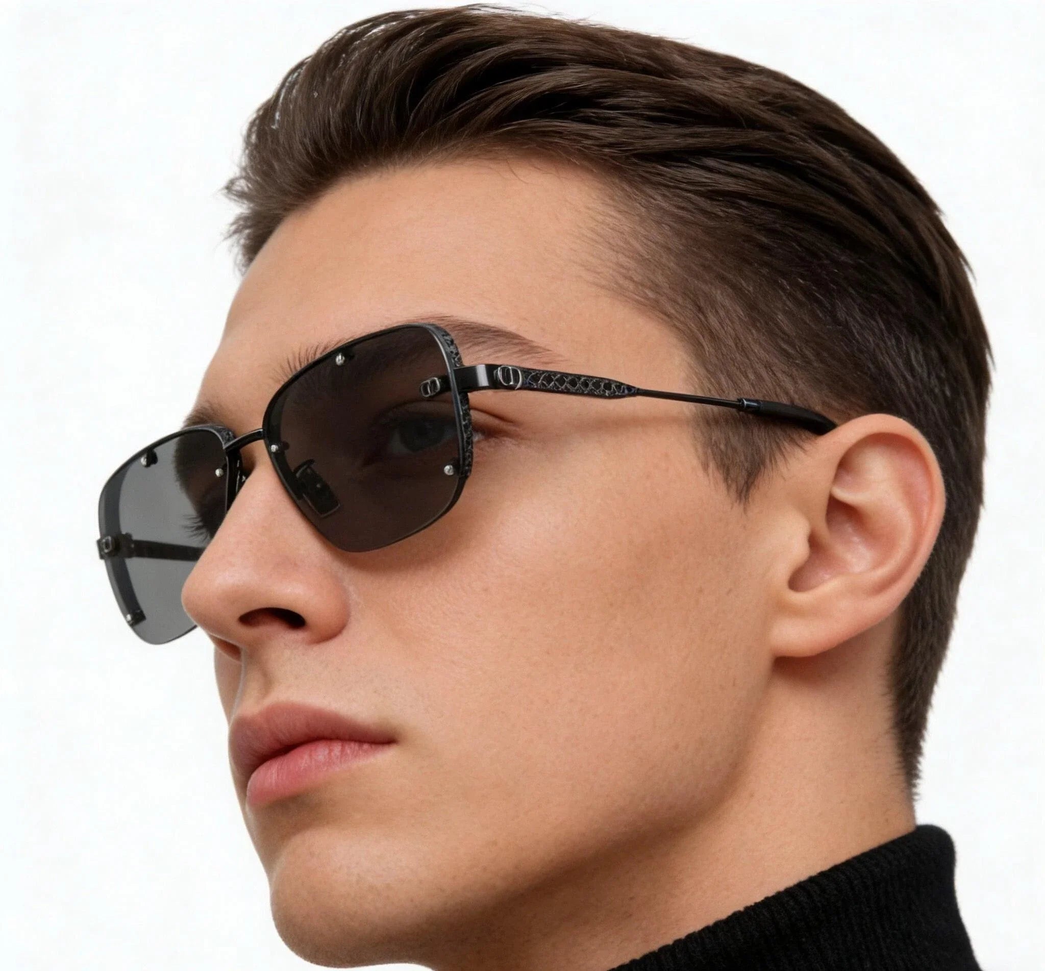 DIOR HOMME  NeoDior S4U Rectangle-Frame Gunmetal-Tone Sunglasses✨