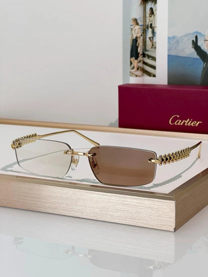 Cartier CT0544S 002 Gold Grey Rectangular Photochromic Unisex Sunglasses 🐆