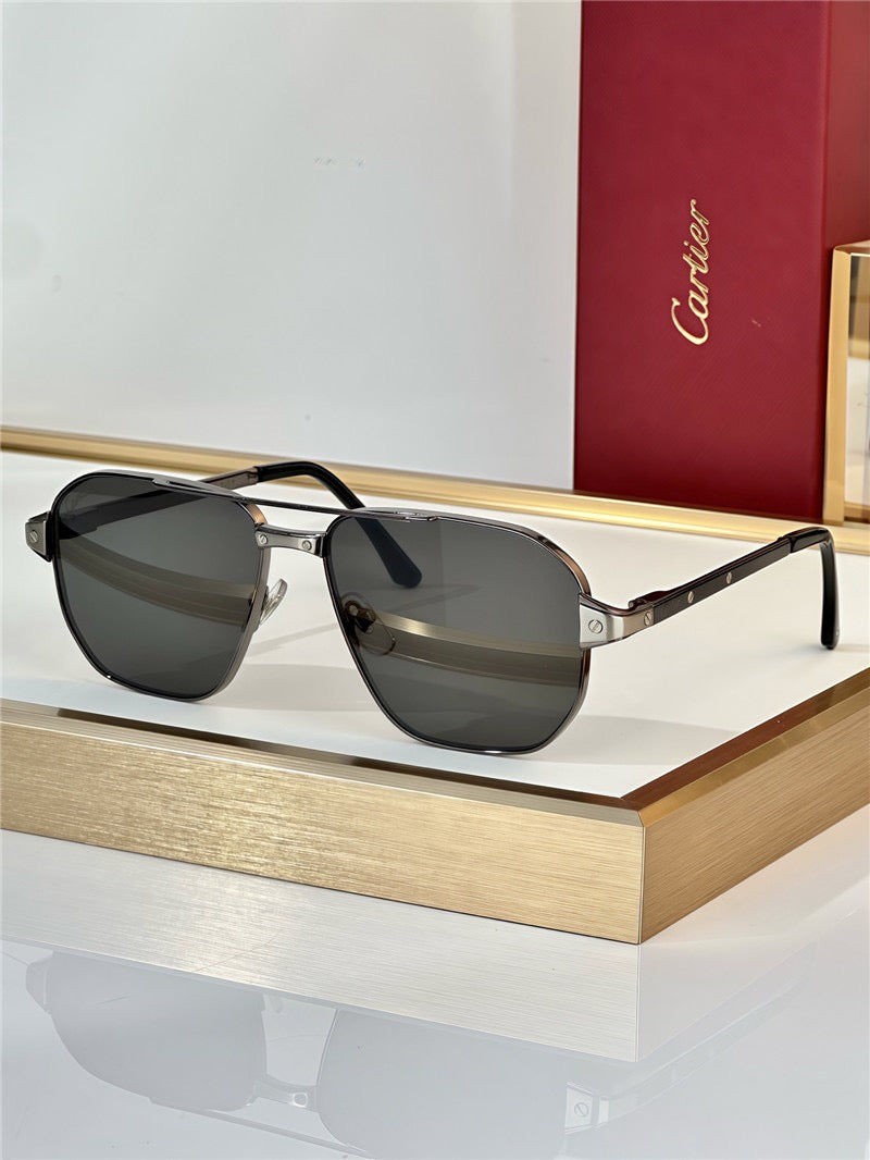 Cartier Exception POLARISED CT0424S 001 Sunglasses Pilot 59-15-140 ✨