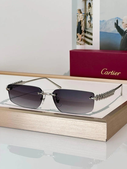 Cartier CT0544S 002 Gold Grey Rectangular Photochromic Unisex Sunglasses 🐆